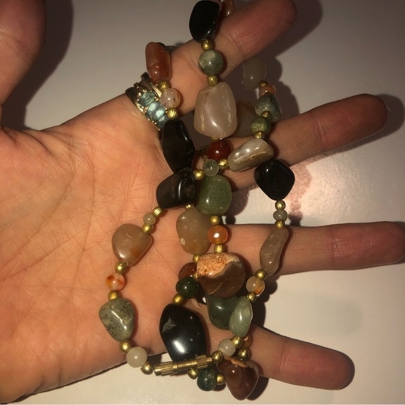 VTG Mixed Gemstone Agate Necklace 23” - Picture 3 of 4